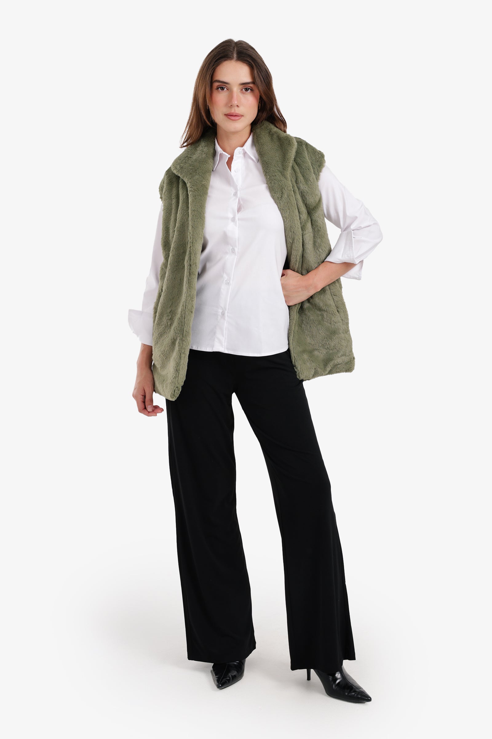 Open Neckline Sleeveless Vest