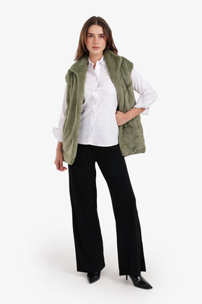 Open Neckline Sleeveless Vest