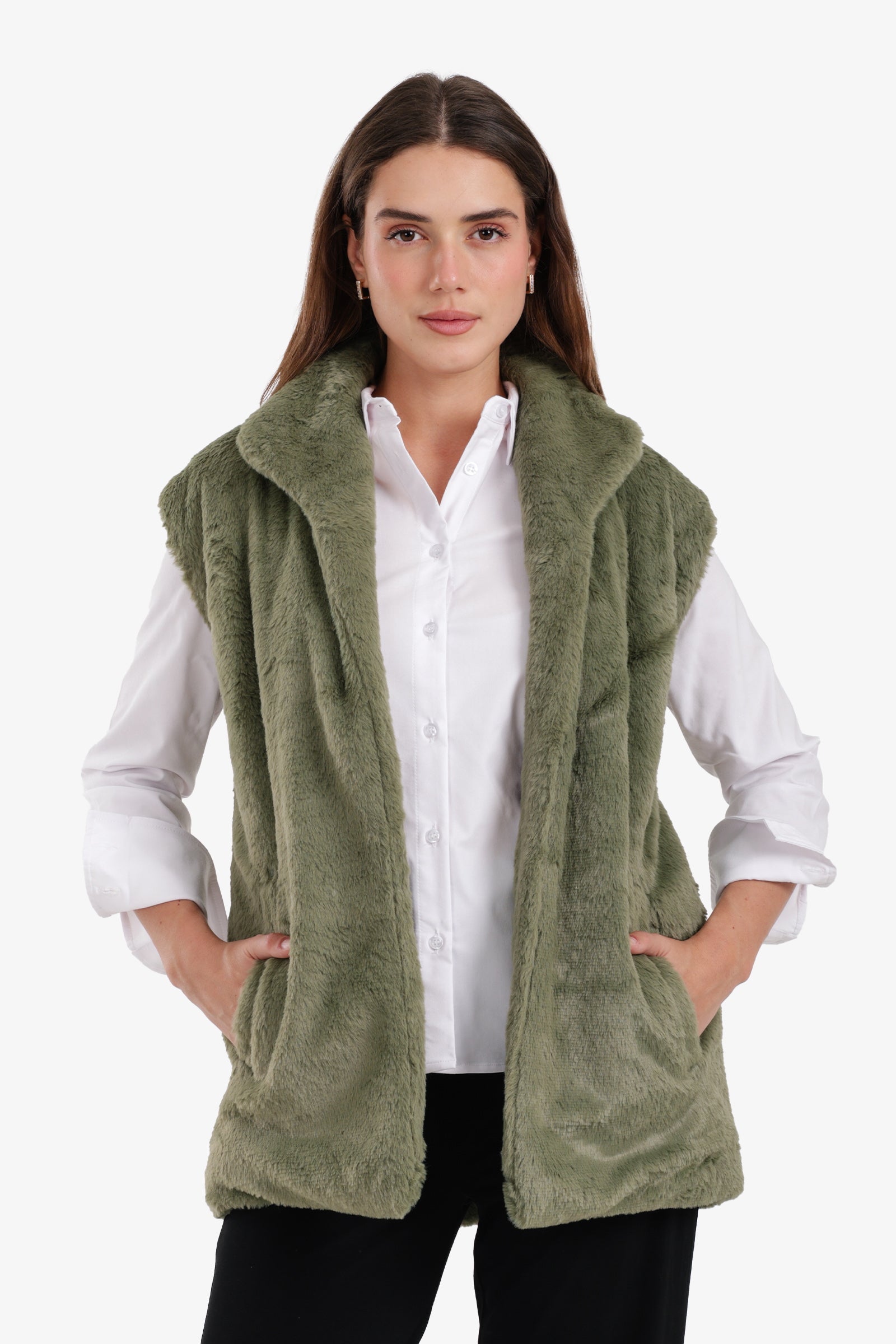 Open Neckline Sleeveless Vest