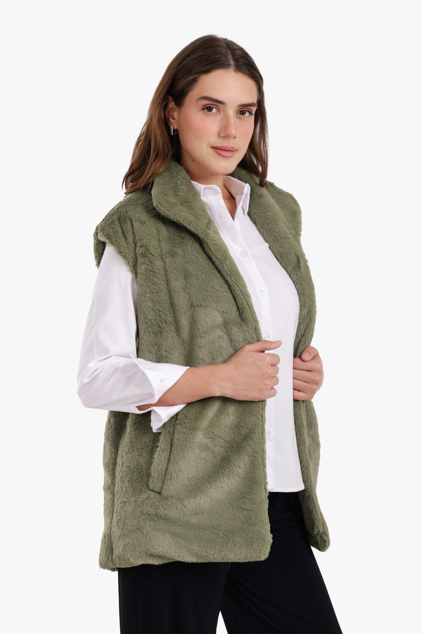 Open Neckline Sleeveless Vest