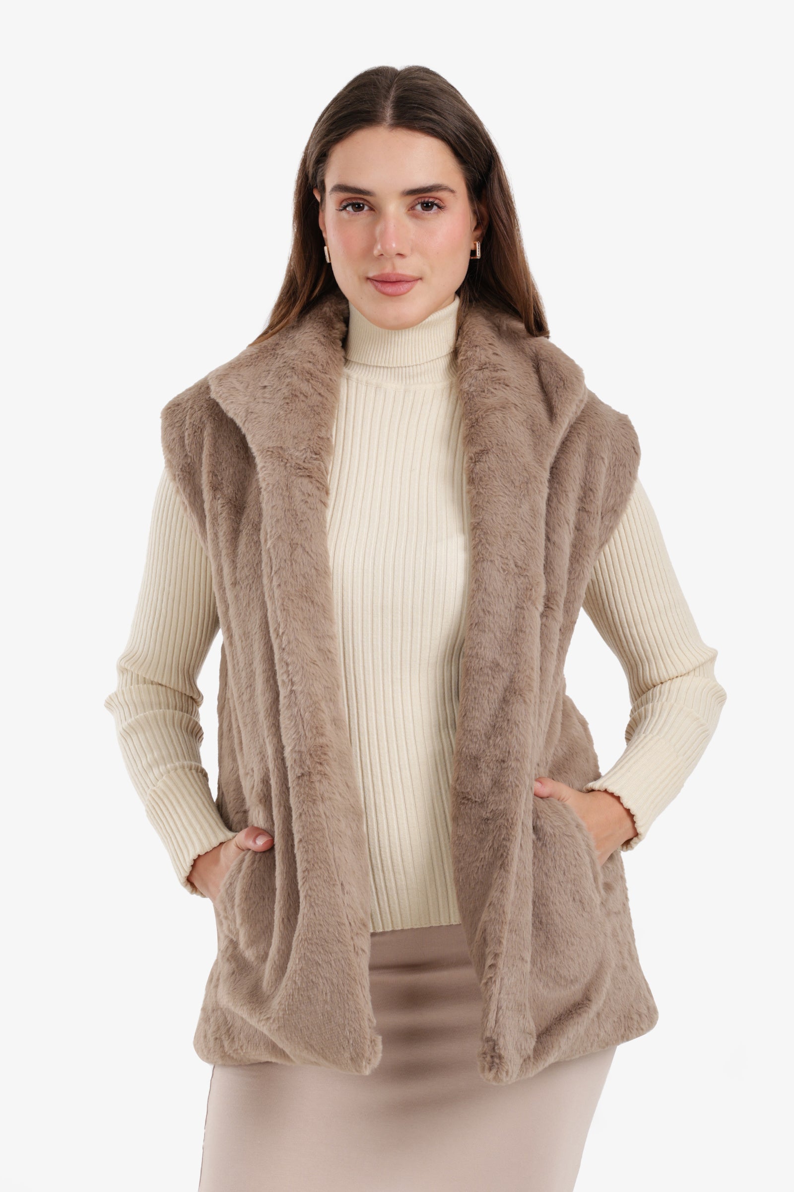 Open Neckline Sleeveless Vest