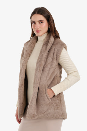 Open Neckline Sleeveless Vest