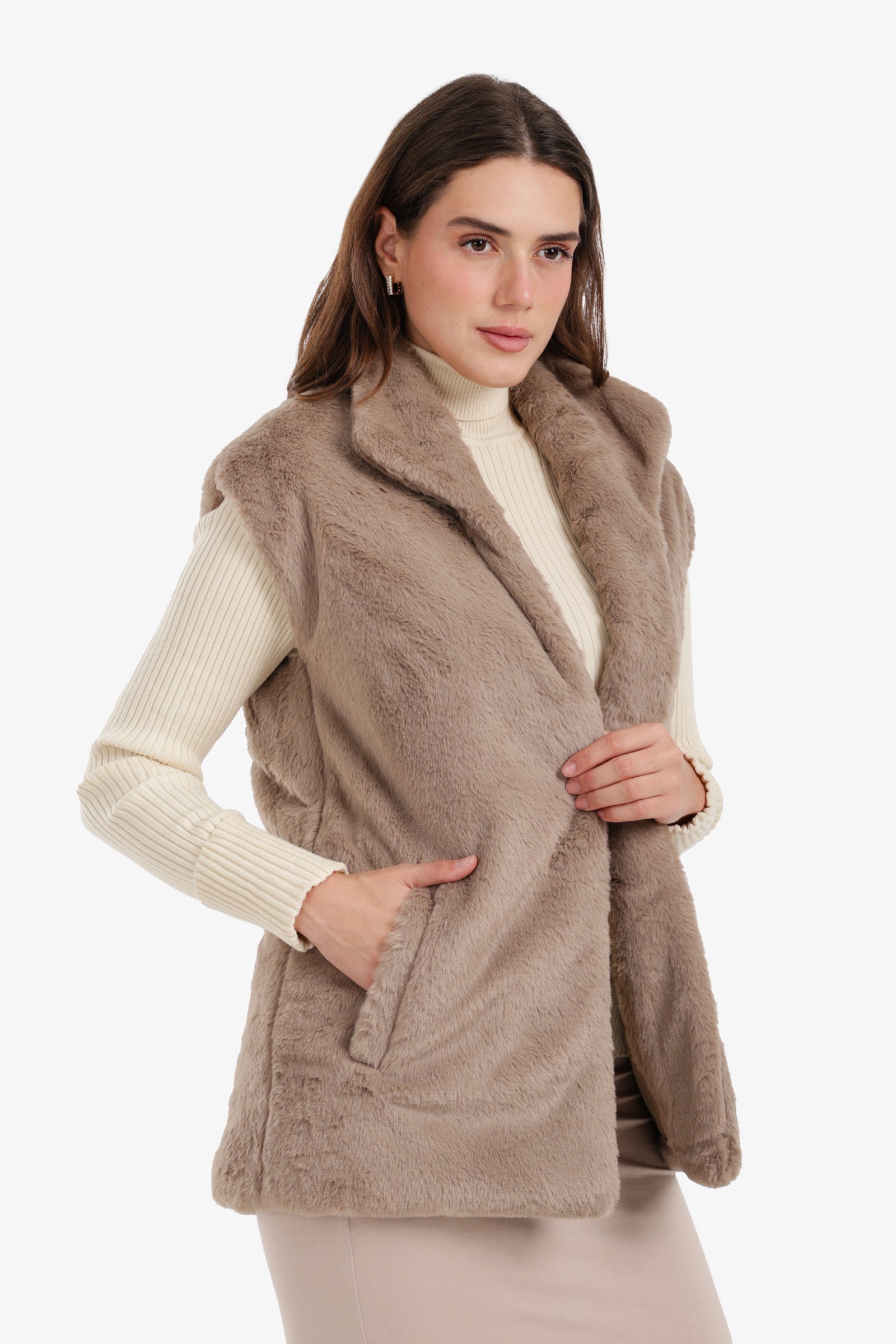 Open Neckline Sleeveless Vest