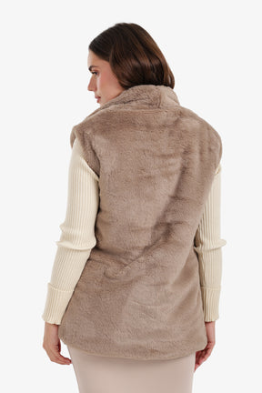 Open Neckline Sleeveless Vest