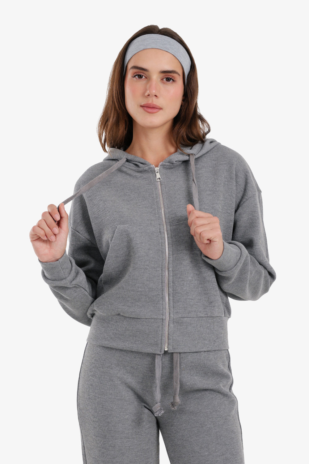 Hooded Ribbed Lounge Sweatshirt