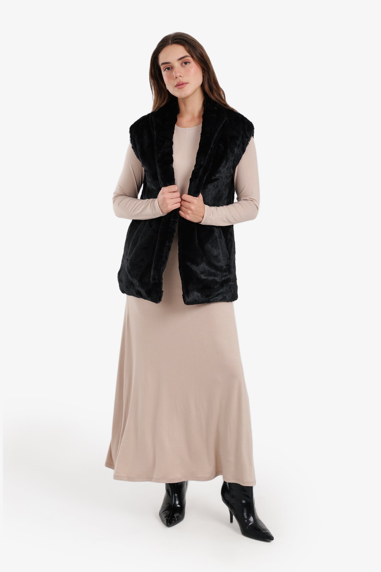 Open Neckline Sleeveless Vest