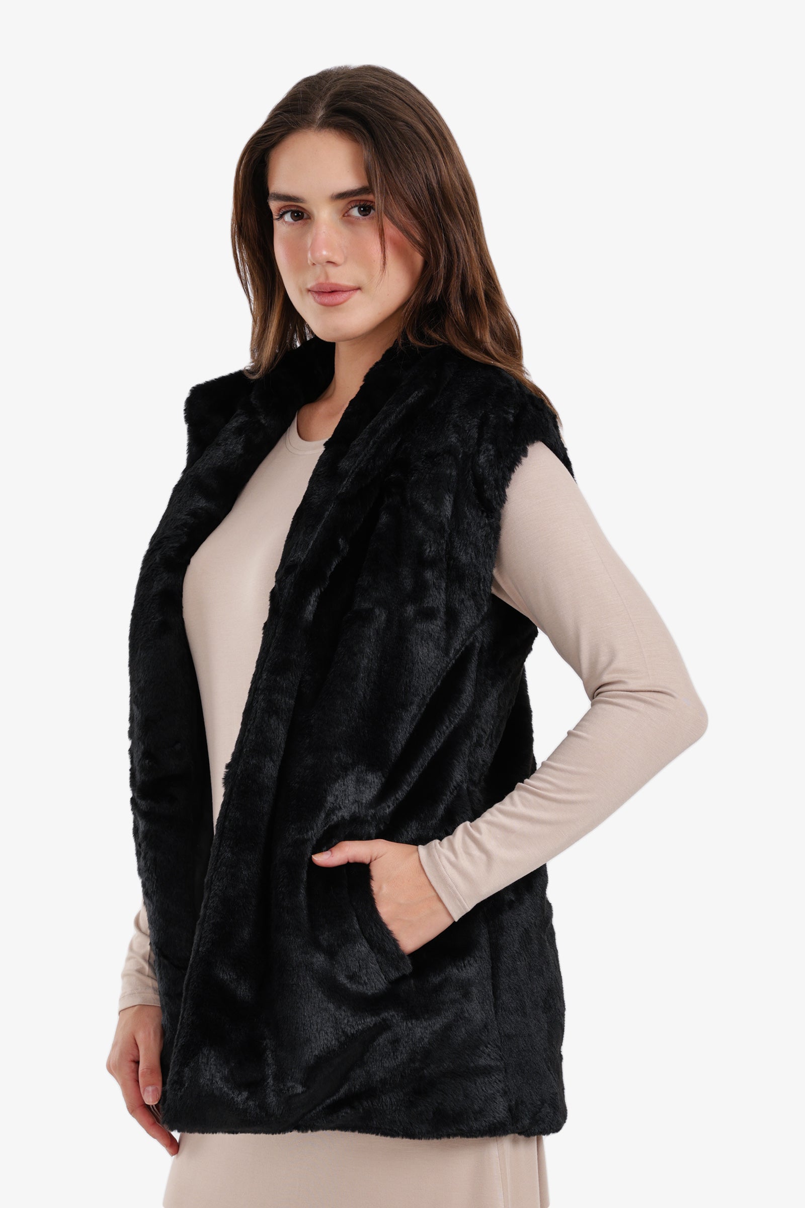 Open Neckline Sleeveless Vest