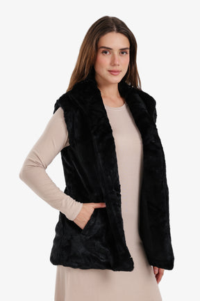 Open Neckline Sleeveless Vest