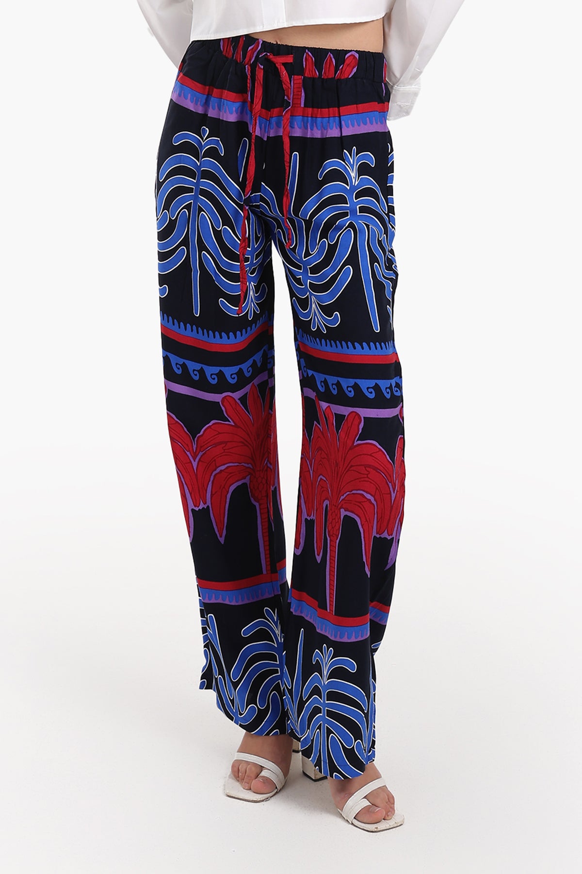 Colored Palm Print Pants