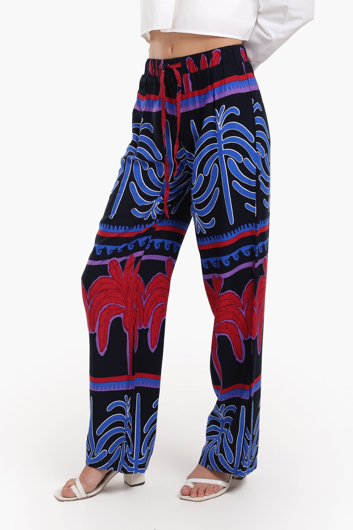Colored Palm Print Pants