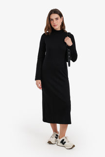 Mock Neck Midi Dress