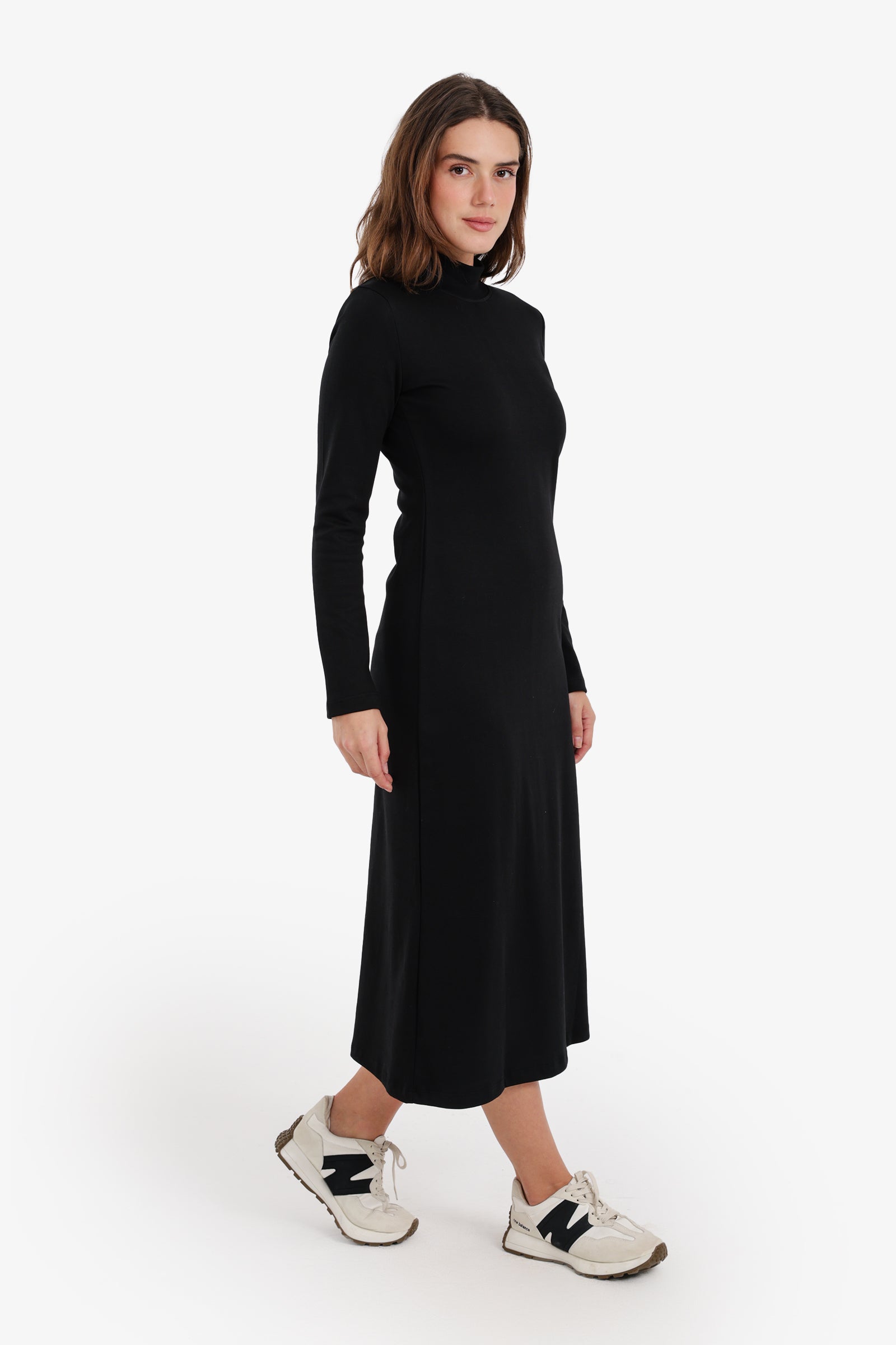Mock Neck Midi Dress