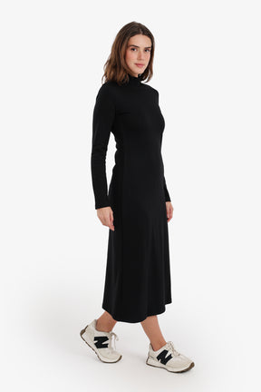 Mock Neck Midi Dress