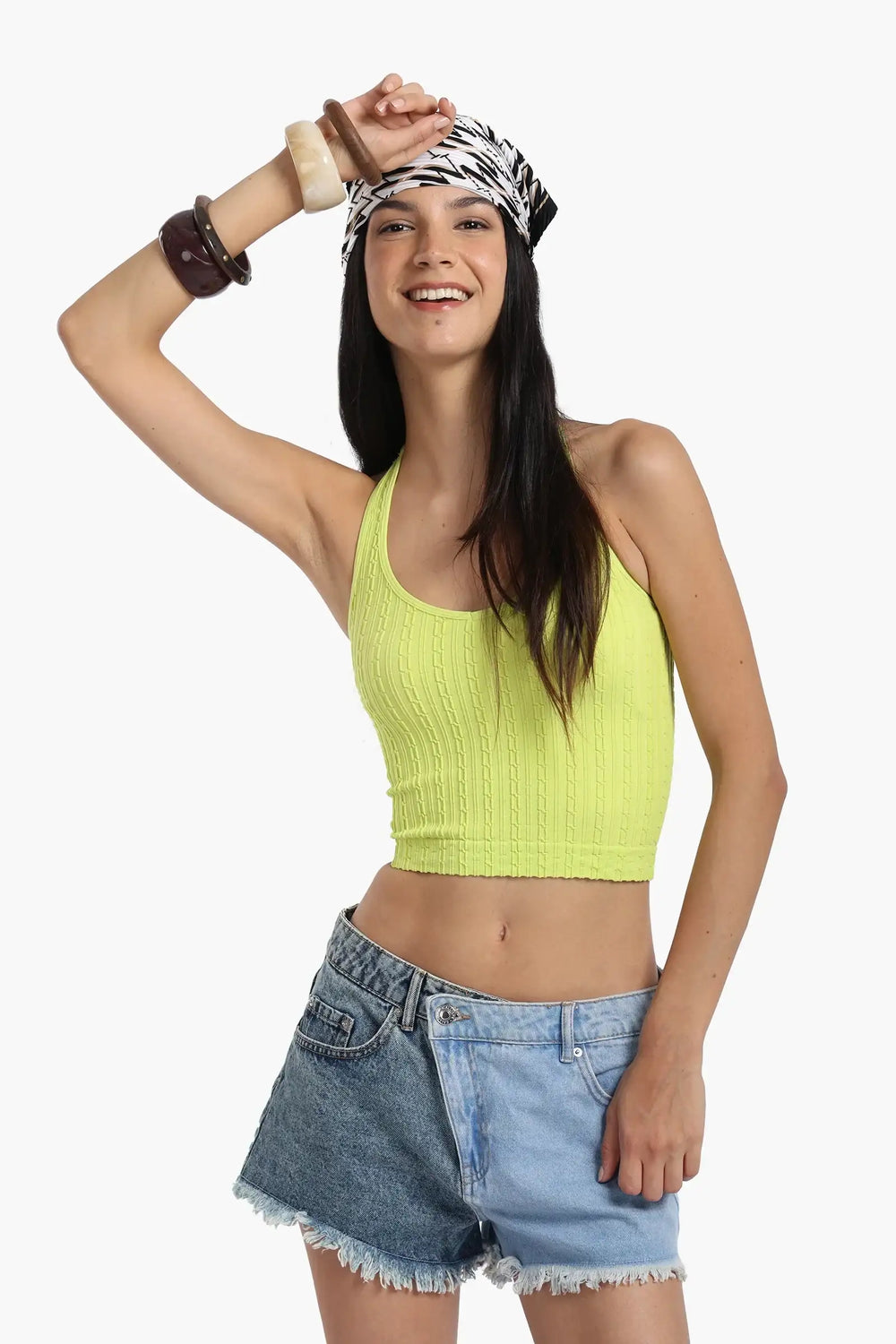 Halter Neck Ribbed Crop Top