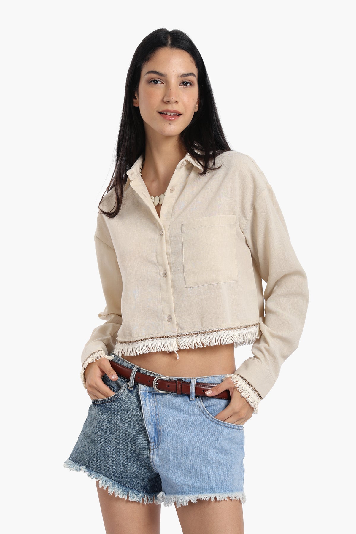 Shirt with White Fringes