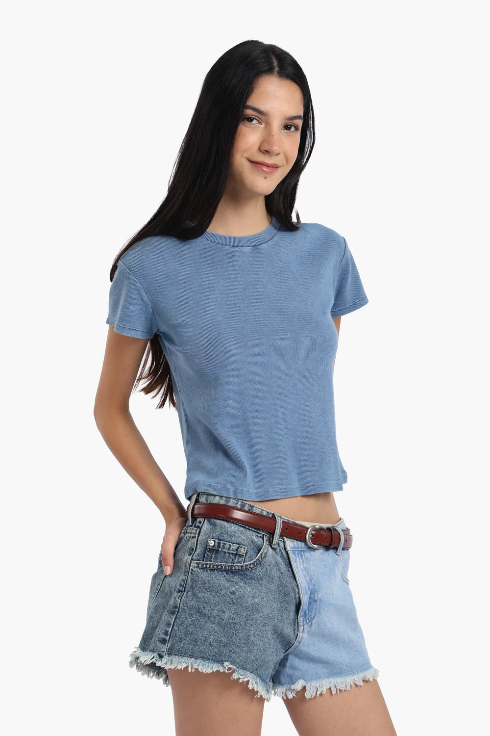 Ribbed Short Sleeves Top