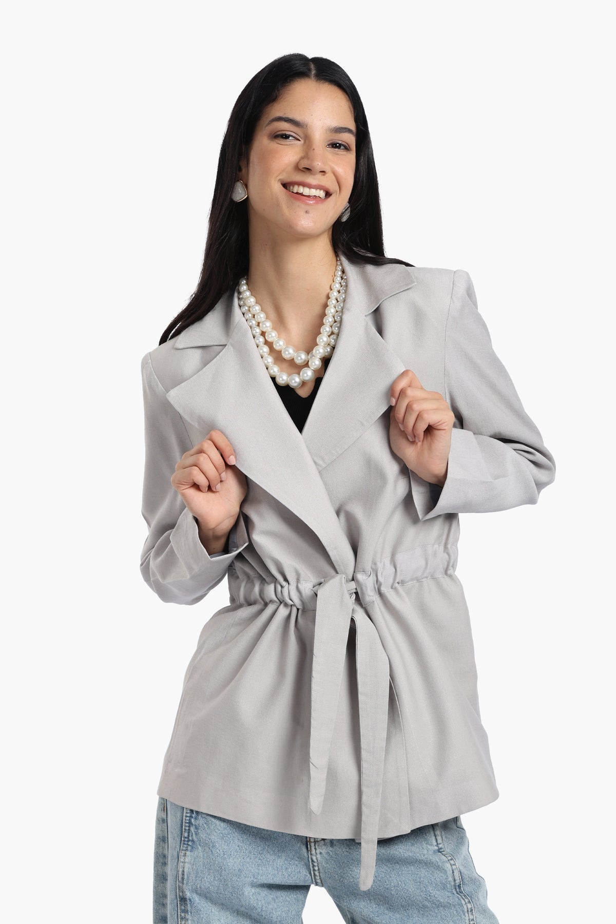 Blazer With Drawstring Waist
