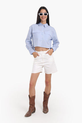 Poplin Striped Cropped Shirt