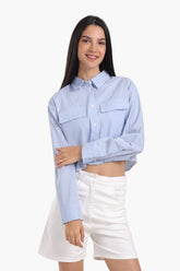 Poplin Striped Cropped Shirt