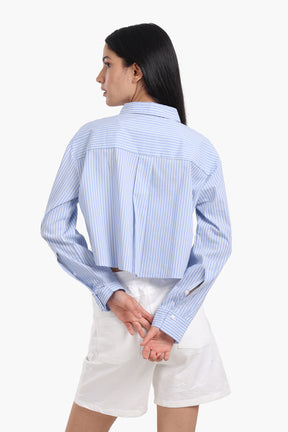 Poplin Striped Cropped Shirt