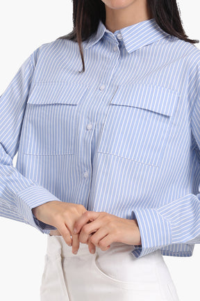 Poplin Striped Cropped Shirt