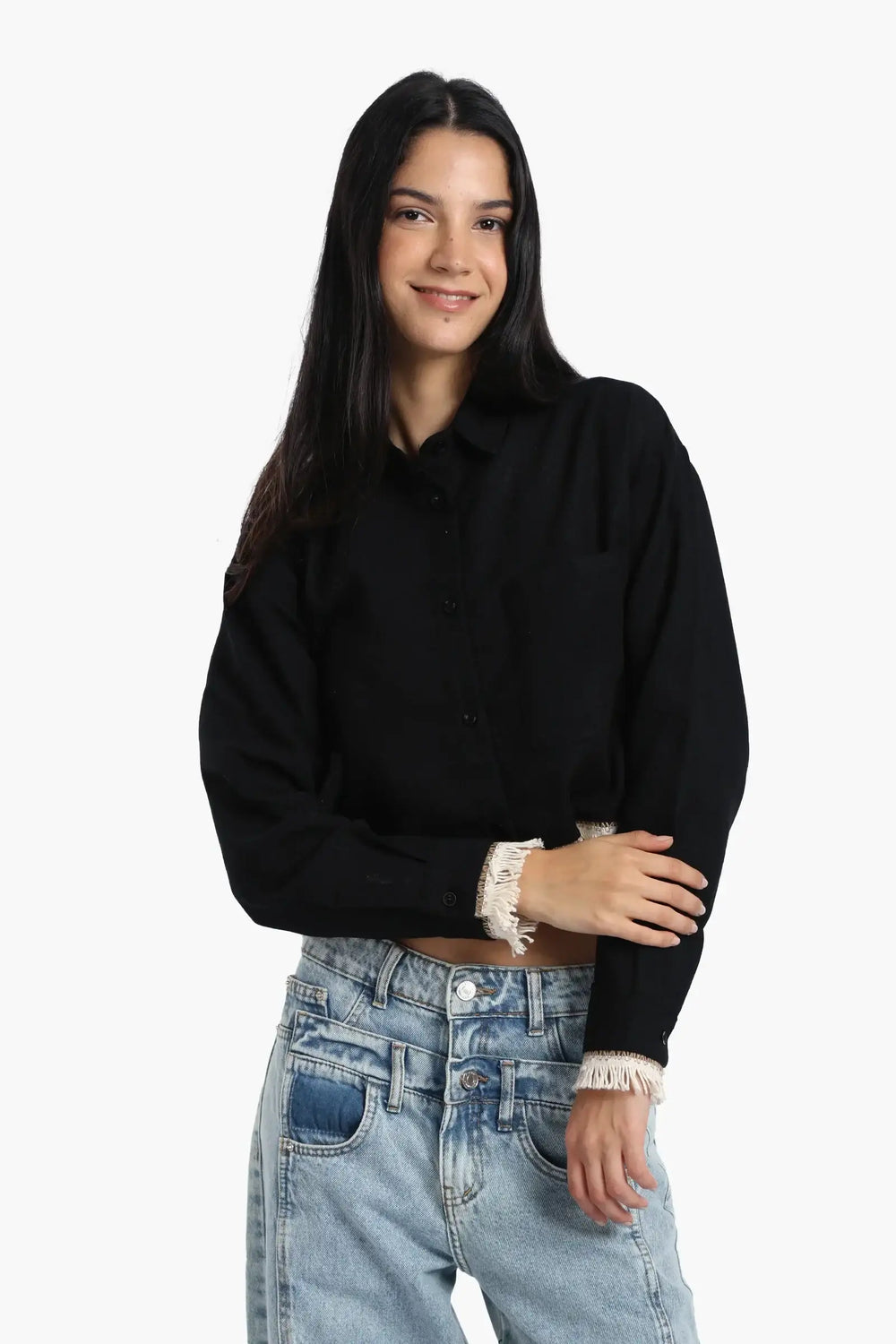 Shirt with White Fringes