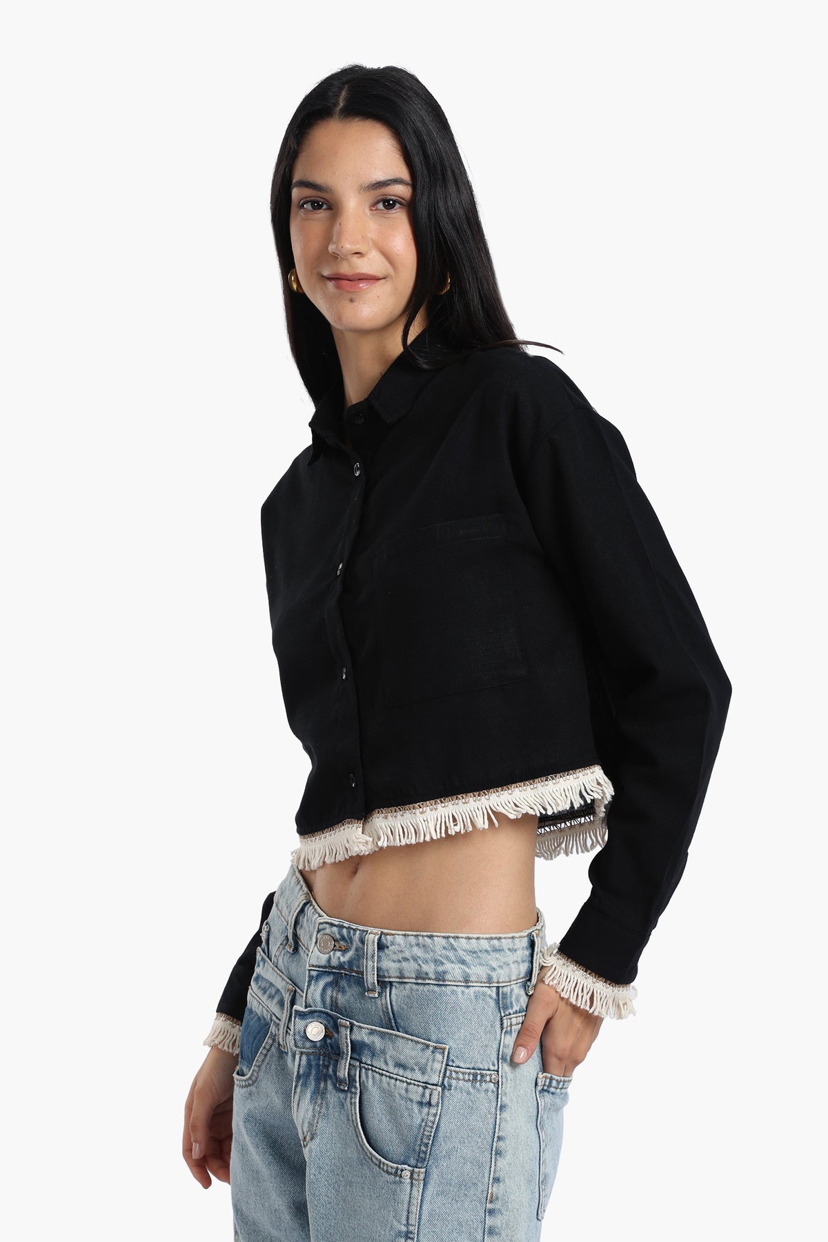 Shirt with White Fringes