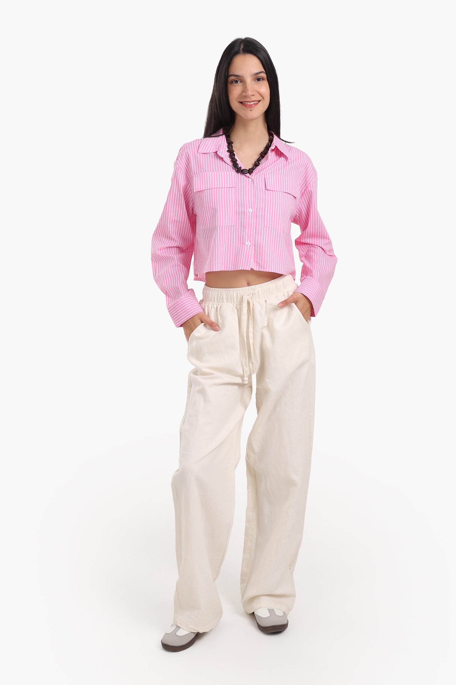 Poplin Striped Cropped Shirt