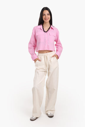 Poplin Striped Cropped Shirt