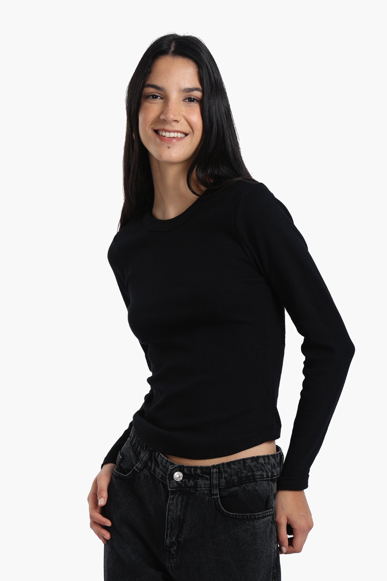Ribbed Round Neck Top