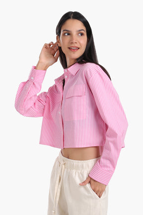 Poplin Striped Cropped Shirt