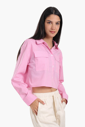 Poplin Striped Cropped Shirt