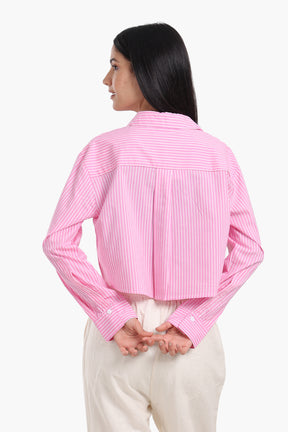 Poplin Striped Cropped Shirt