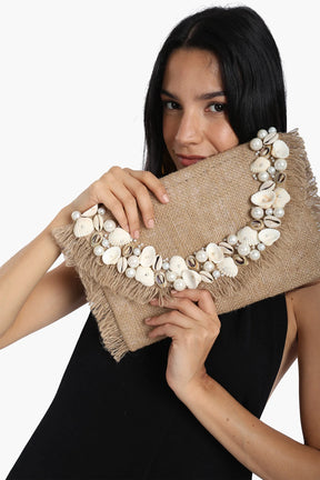 Envelope Clutch with Shell & Pearl