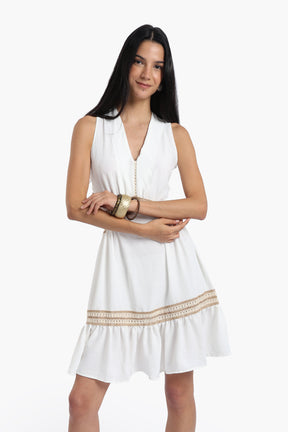 Crochet Detail White Dress