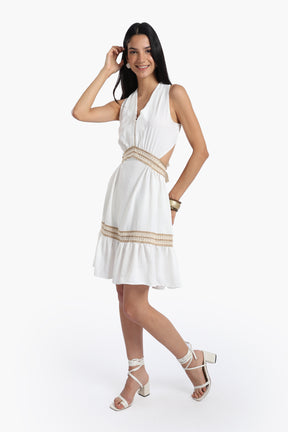 Crochet Detail White Dress