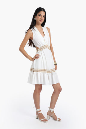 Crochet Detail White Dress