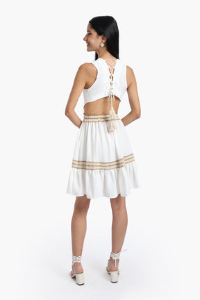 Crochet Detail White Dress
