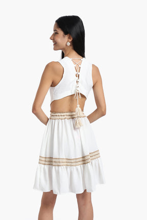 Crochet Detail White Dress