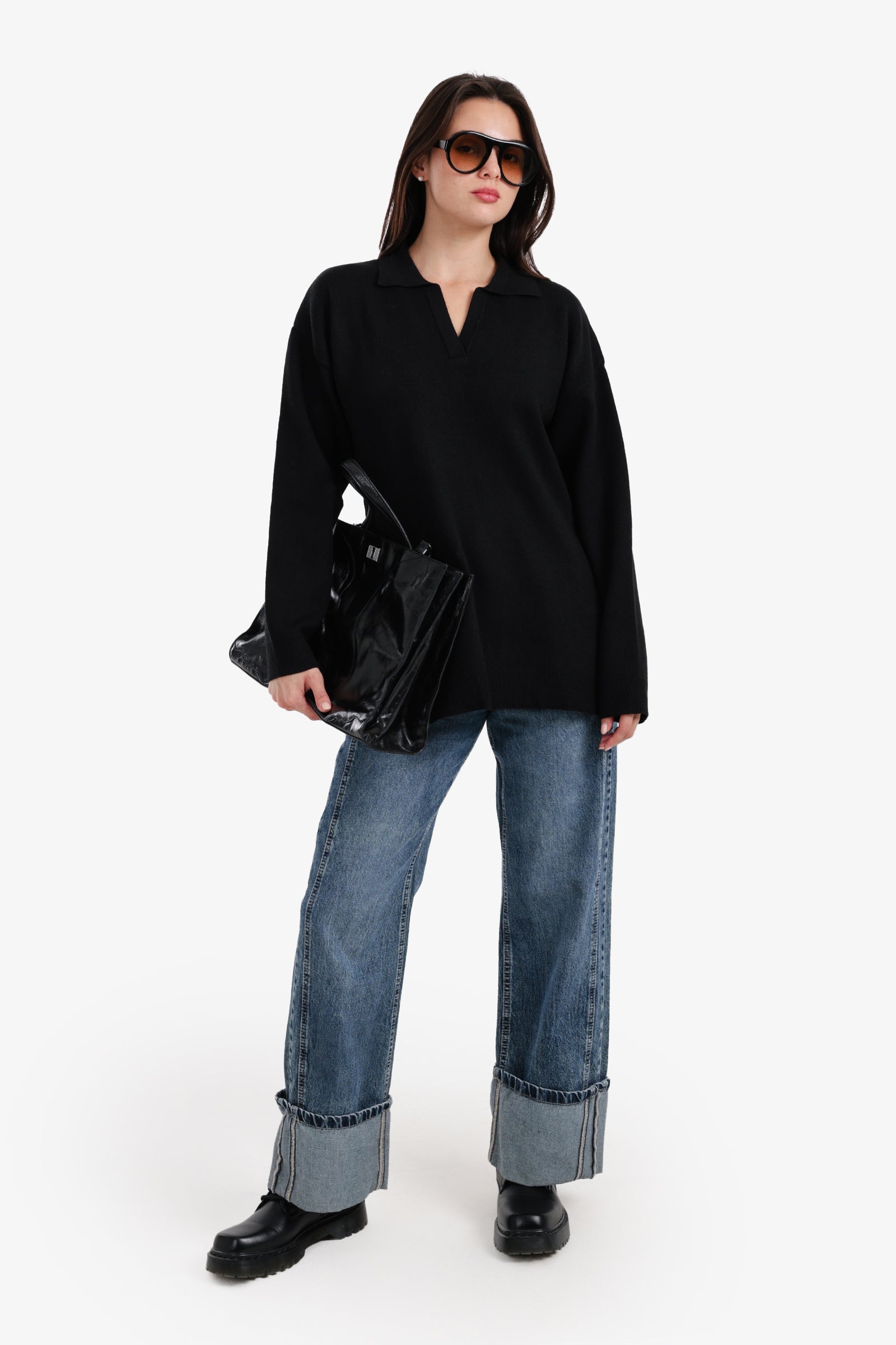 Relaxed Fit Side-Slit Pullover