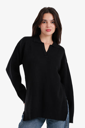 Relaxed Fit Side-Slit Pullover