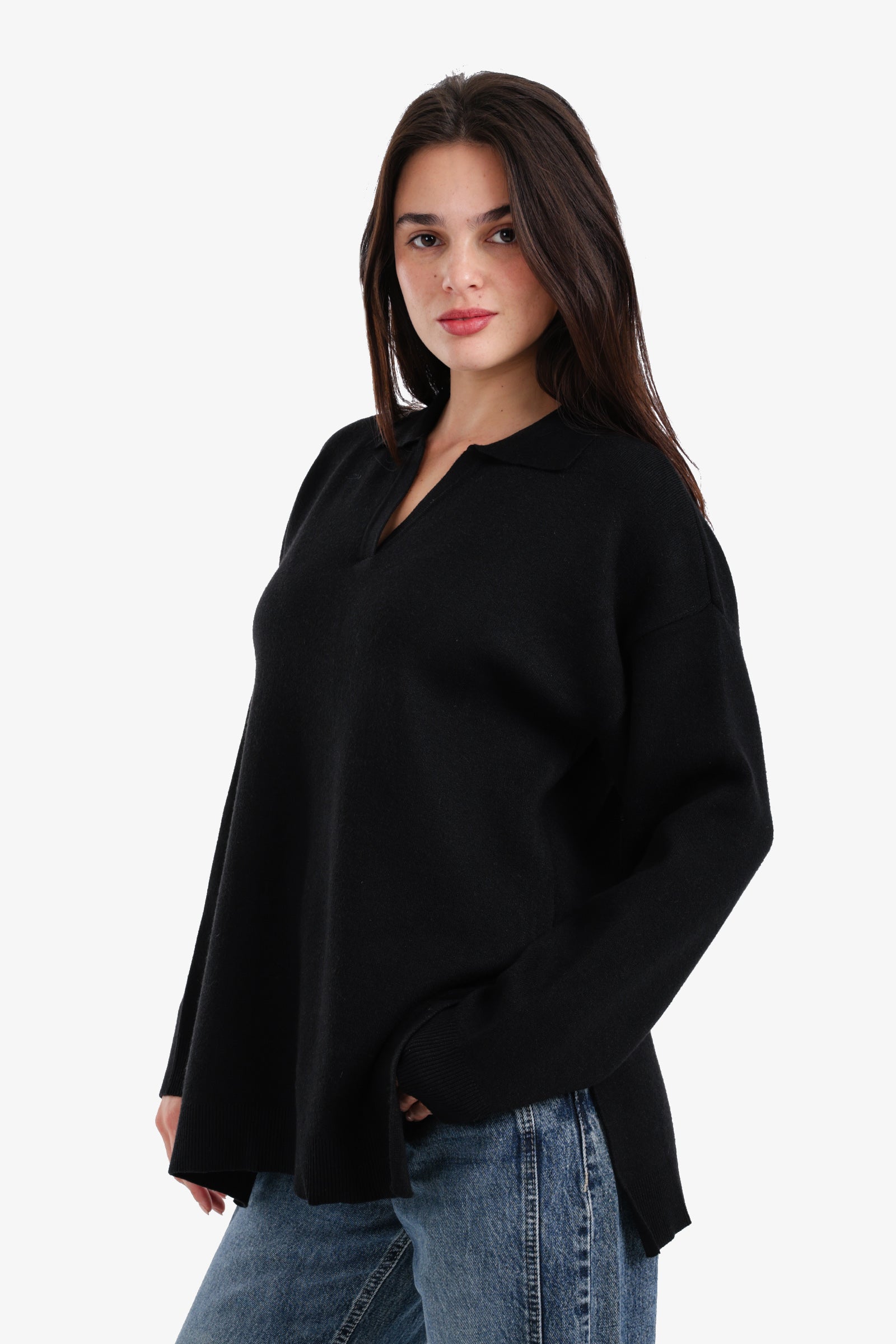 Relaxed Fit Side-Slit Pullover