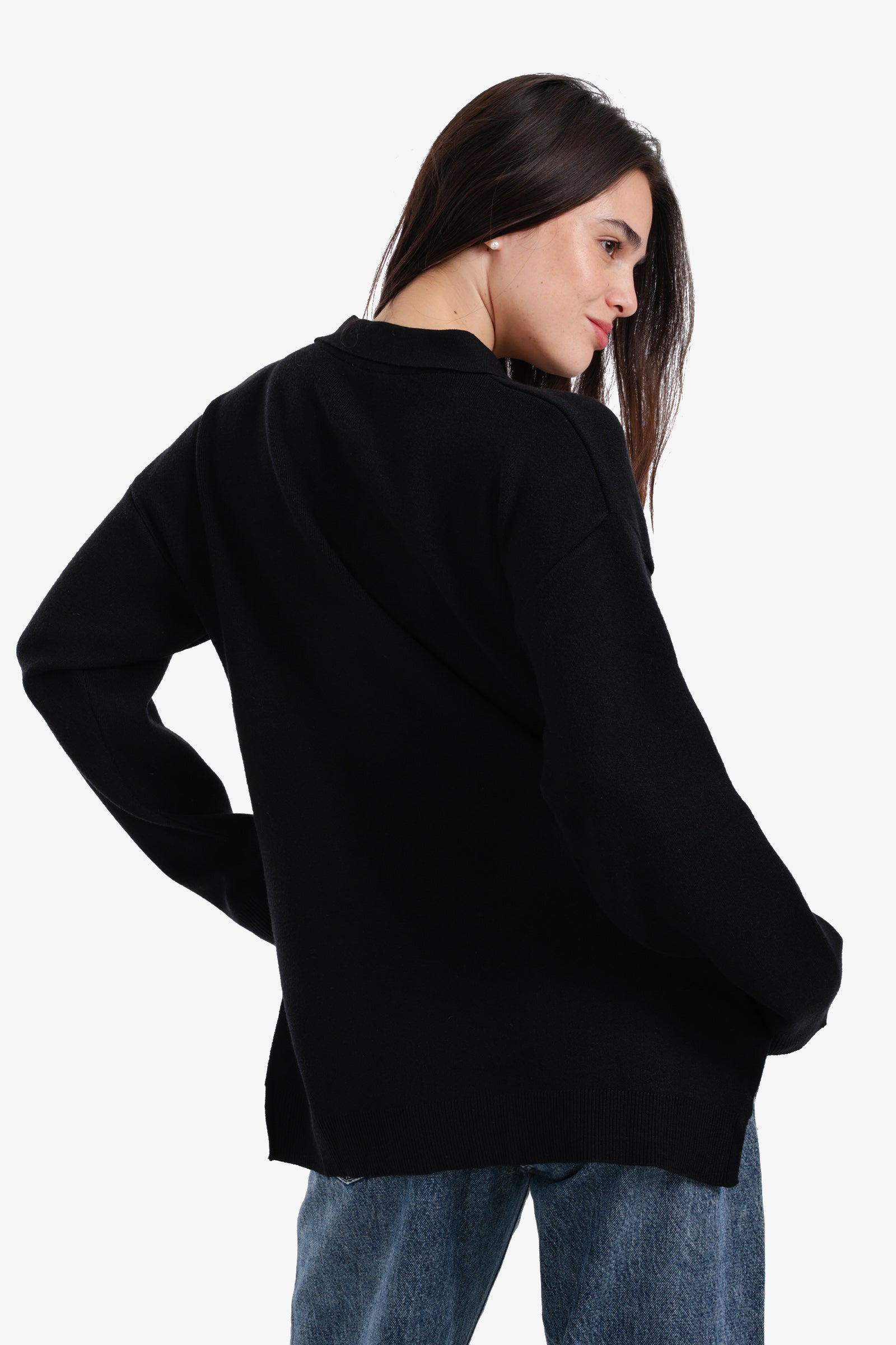 Relaxed Fit Side-Slit Pullover