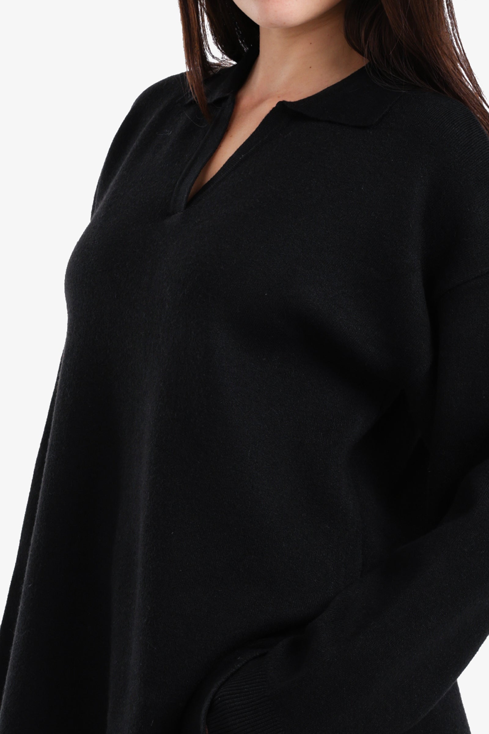 Relaxed Fit Side-Slit Pullover