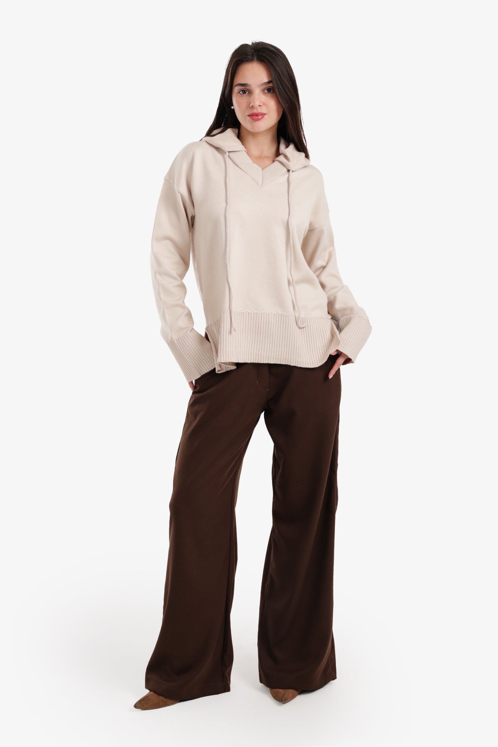 هودي لاونج مضلع بياقة V