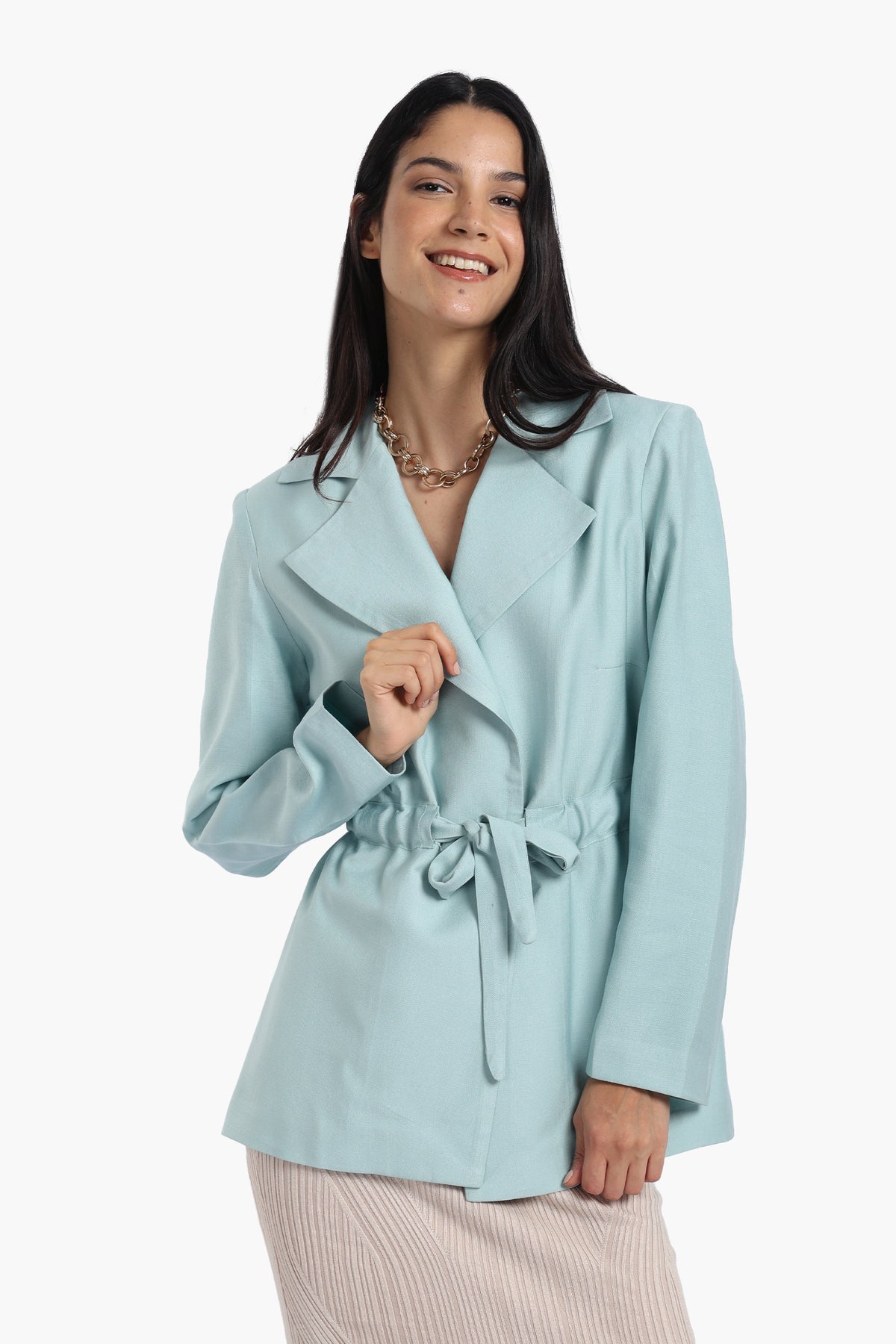 Blazer With Drawstring Waist