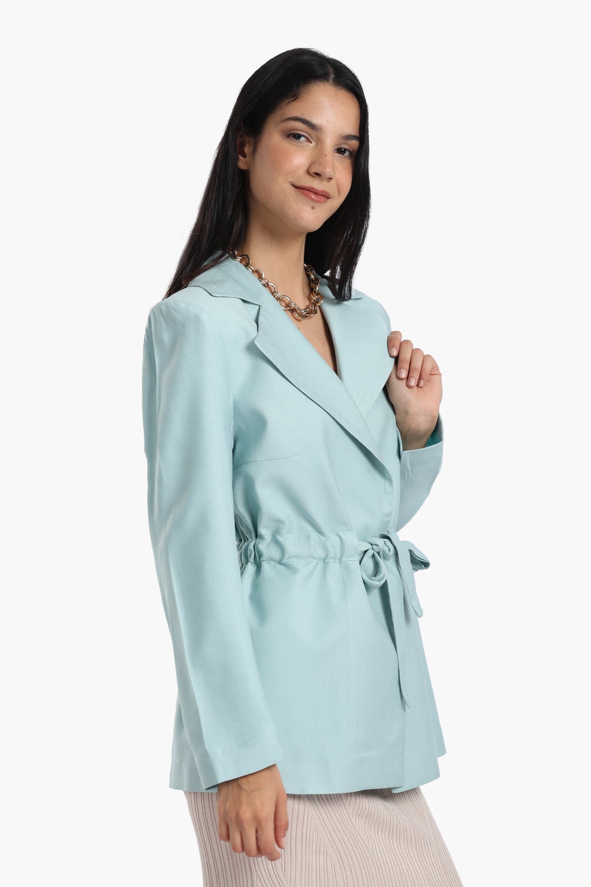 Blazer With Drawstring Waist
