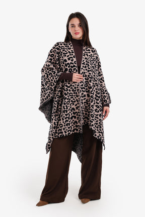 بونشو بنقشة ليوبارد  مع شراشيب