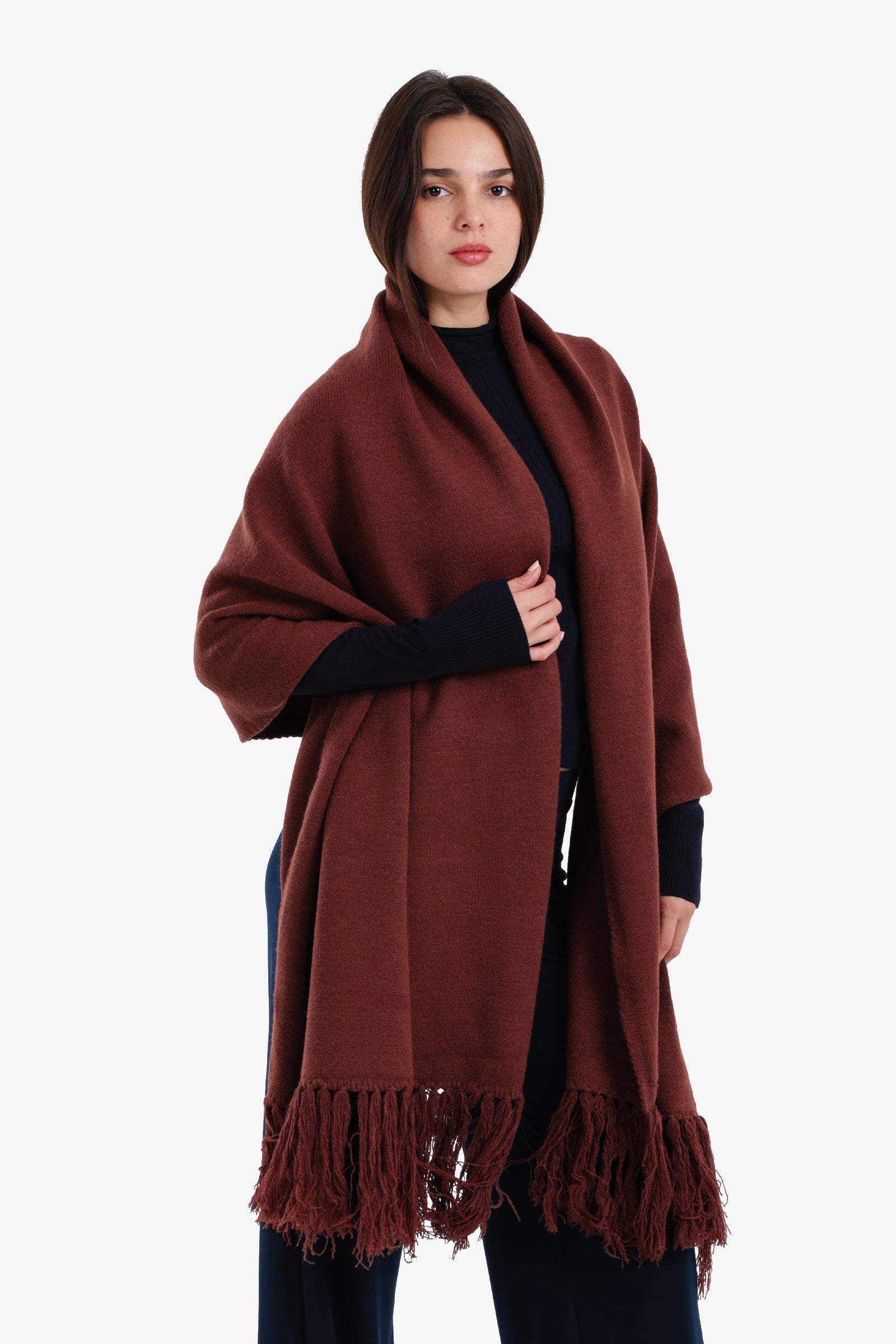 شال مستطيل بشراشيب