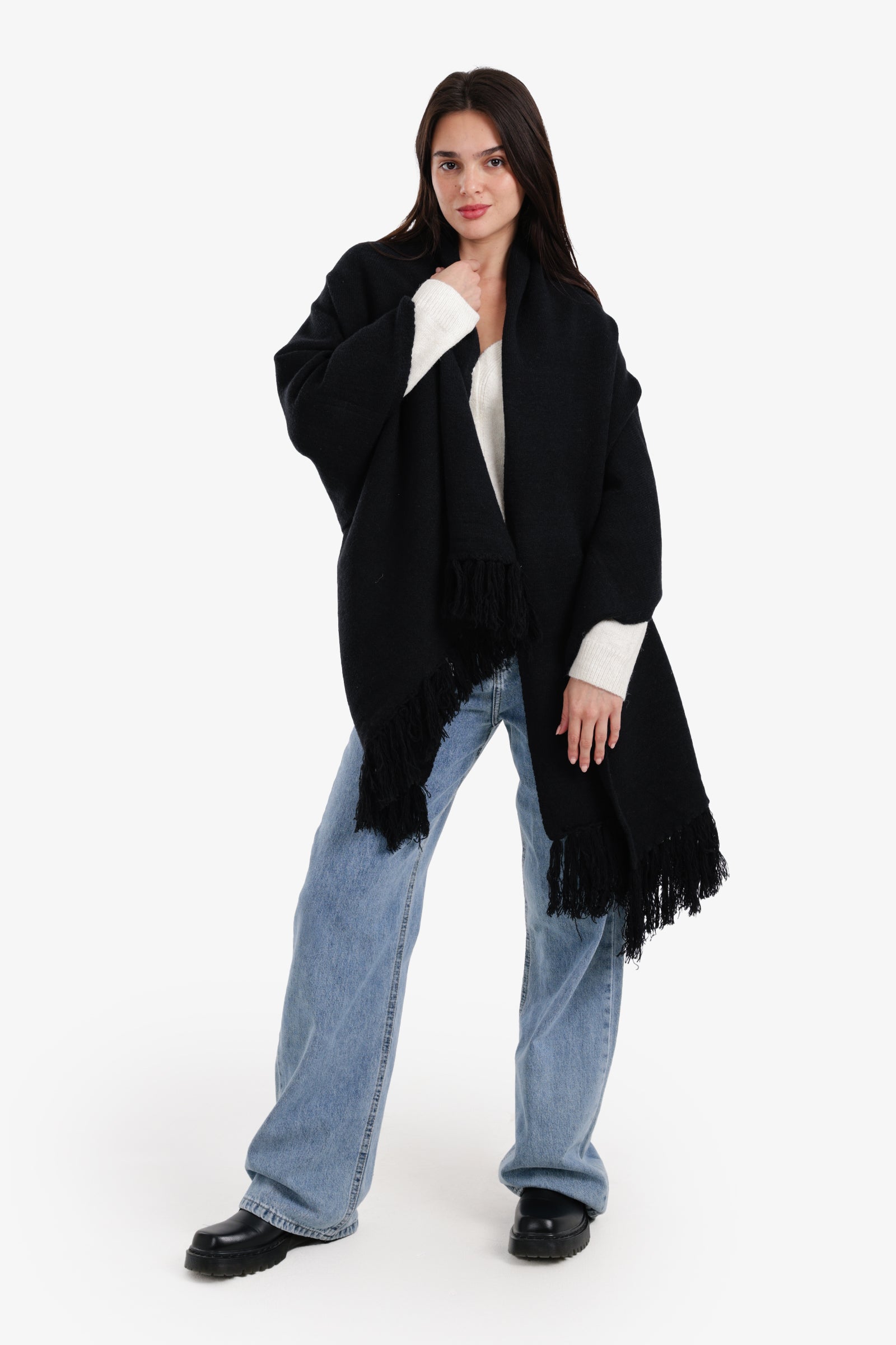 شال مستطيل بشراشيب